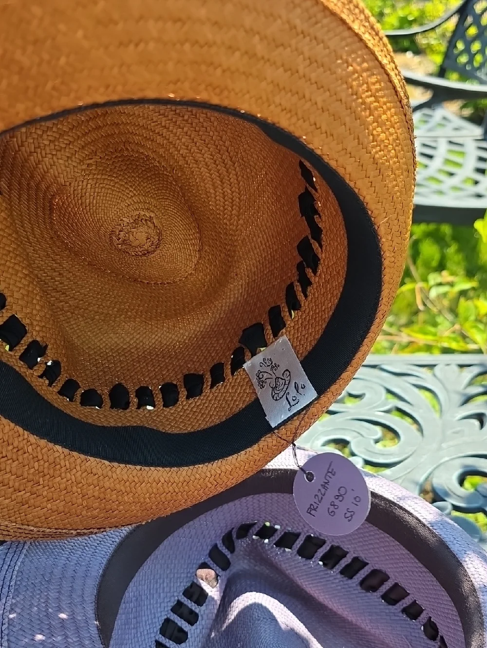 2 Lola Hats Straw Sun Hat with Ribbon Accent - Brown and Lavender